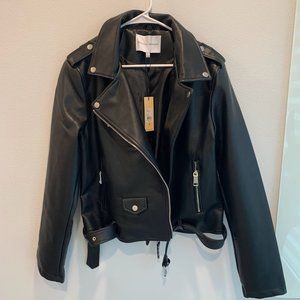 NWT: Rebecca Minkoff Faux Leather Black Moto Jacket XL